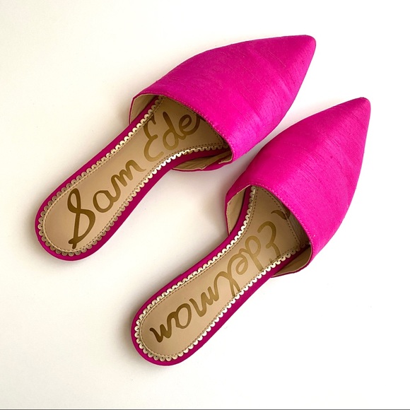Sam Edelman Rumi Silk Fuchsia Pink Mules 9 1/2 - Picture 2 of 6